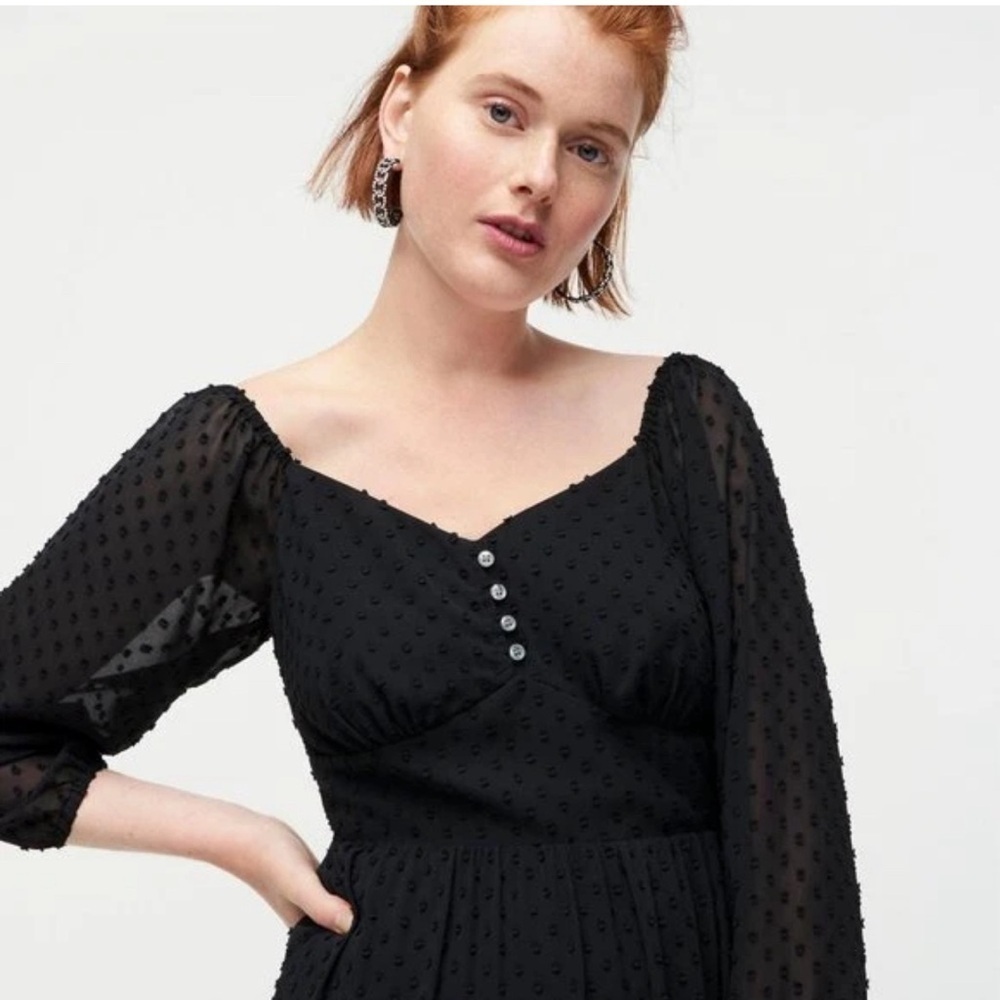 J. Crew Tiered long-sleeve midi dress in swiss dot (Never Worn) - Picture 2 of 8